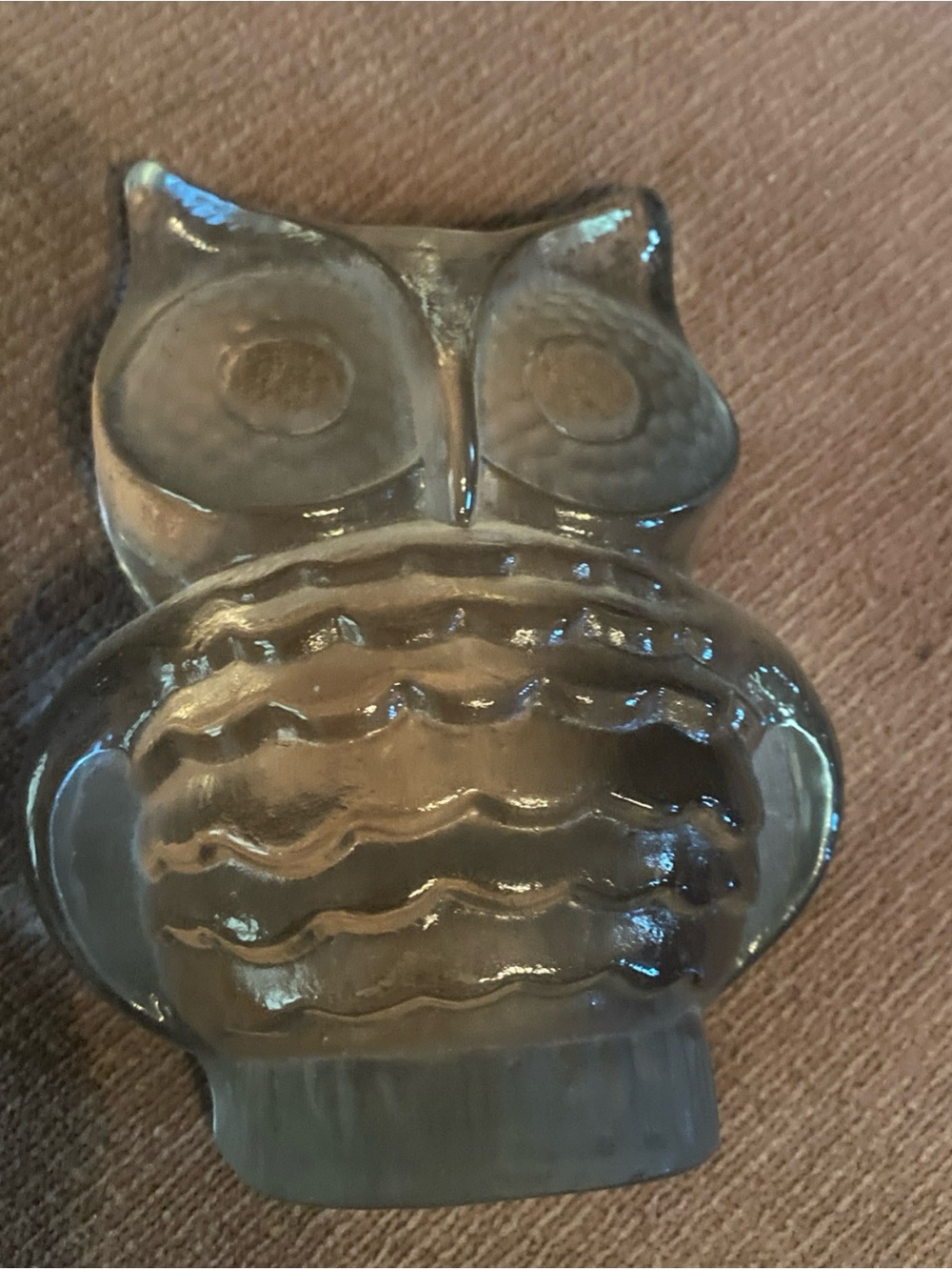 Vintage Viking Art Glass Owl Figurine Paperweight Bookend MCM Clear #7751